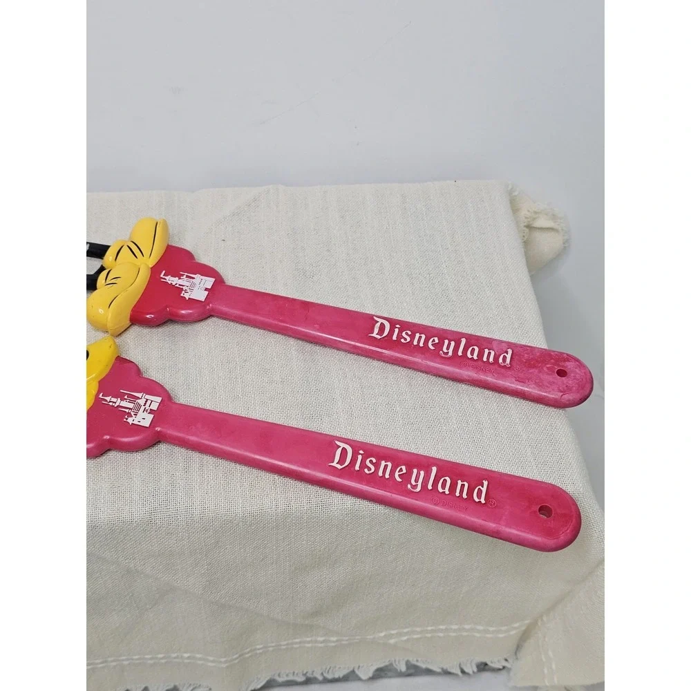 Vintage Disney Mickey and Minnie Mouse Back Red Plastic Scratchers Set